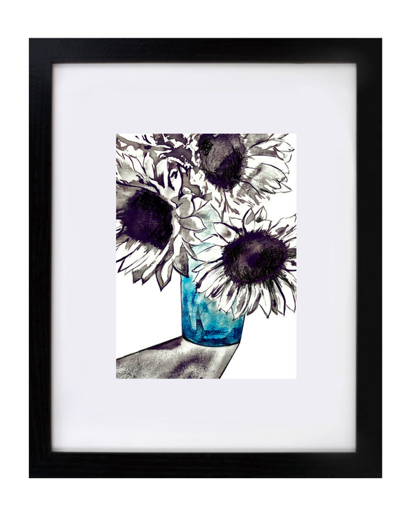 Flower in blue vase