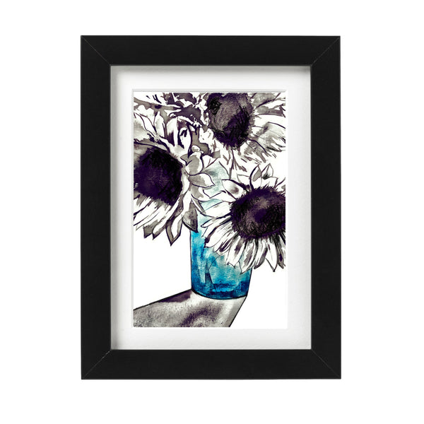 Flower in blue vase